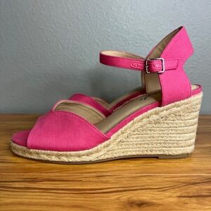 LifeStride Wedge Sandals Sz 11 Pink Tess Espadrille Velocity 2.0 Ankle Strap NEW